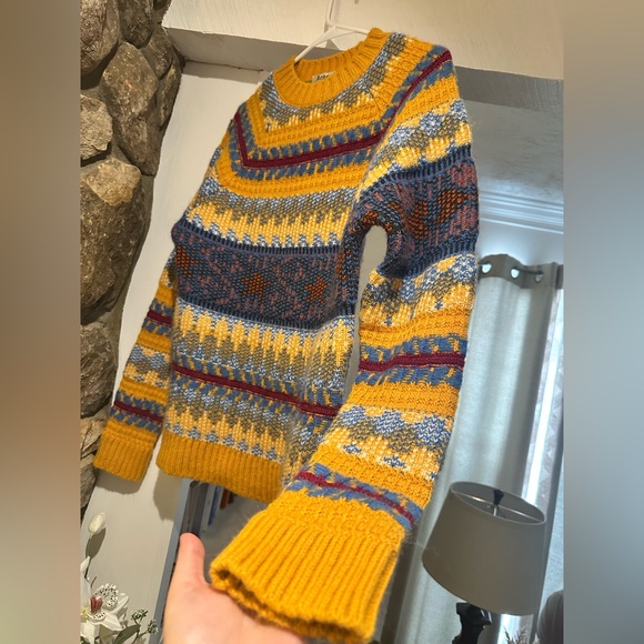 Acne Studios $470 Wool alpaca Yellow Multi-Stripe Jacquard Knit Crewneck Sweater - Picture 14 of 16